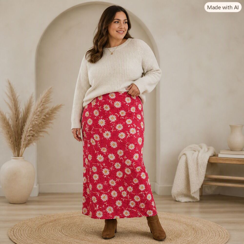 Christopher & Banks Pink Daisy Floral Maxi Skirt – Size 12